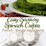 green crepes stack and cherry tomatoes spread around.